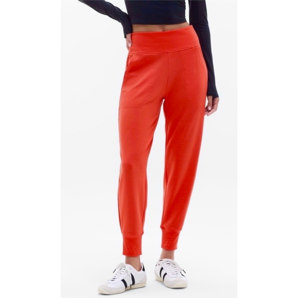 Athleta Coaster Luxe Joggers Women Size S Petite Red Athleisure Recovery Lounge